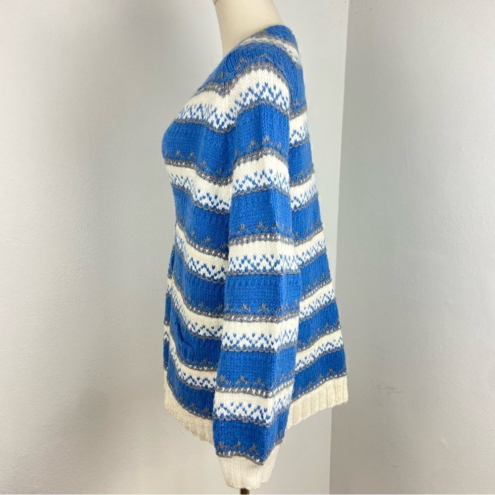 Hand Knitted‎ Vintage Cardigan Fair Isle Fisherman Sweater CabinCore Nordic M/L - Picture 9 of 12